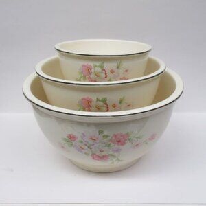 Homer Laughlin Kitchen Kraft VIRGINIA ROSE Fluffy Rose Three-Piece Mixing Bowls